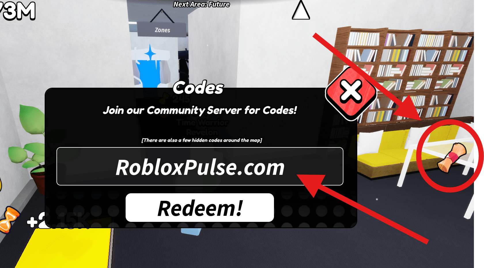 Location of code redeem menu