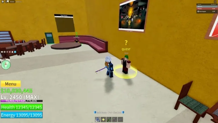 Bartilo quest NPC standing in the Colosseum area in Blox Fruits.