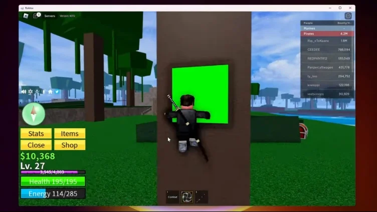 Player stepping on a green button found inside a bush