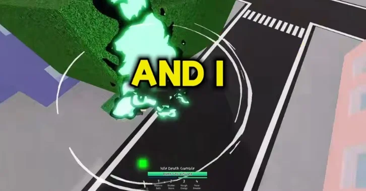 The Restless Gambler character in Jujutsu Shenanigans using its ability, surrounded by visual effects.