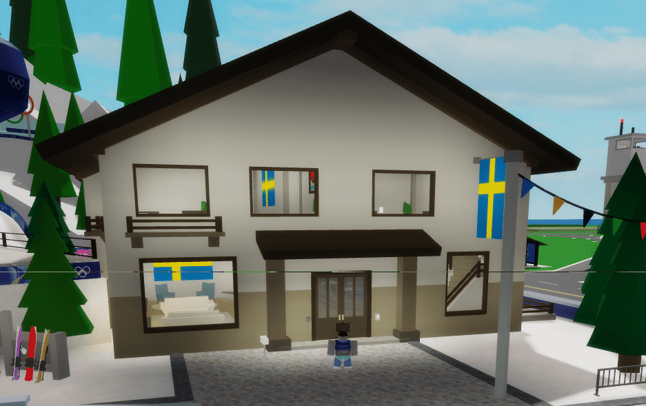The new Ski Lodge showing the customizable country flags
