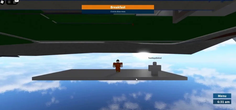 Player standing on a platform in the sky