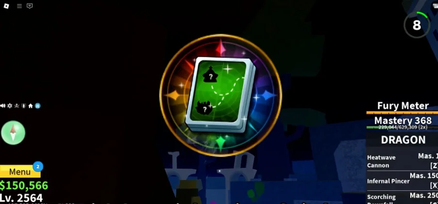 Interface of the fruit detector pointing towards a nearby spawn.