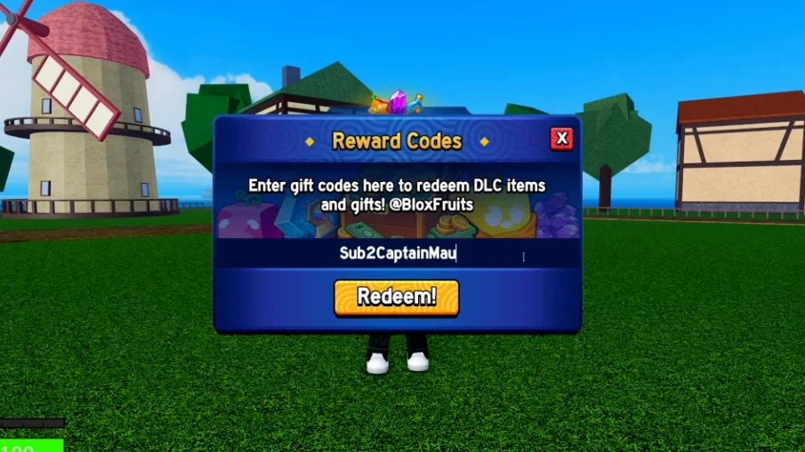 Entering the 'Sub2CaptainMaui' code into the redemption box.