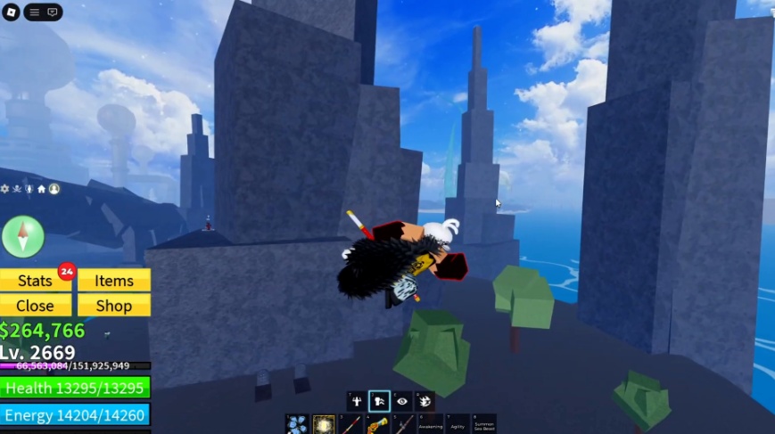 The high rocky pillars of the Graveyard Island.