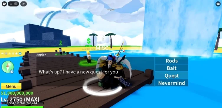 Angler NPC giving a fishing quest