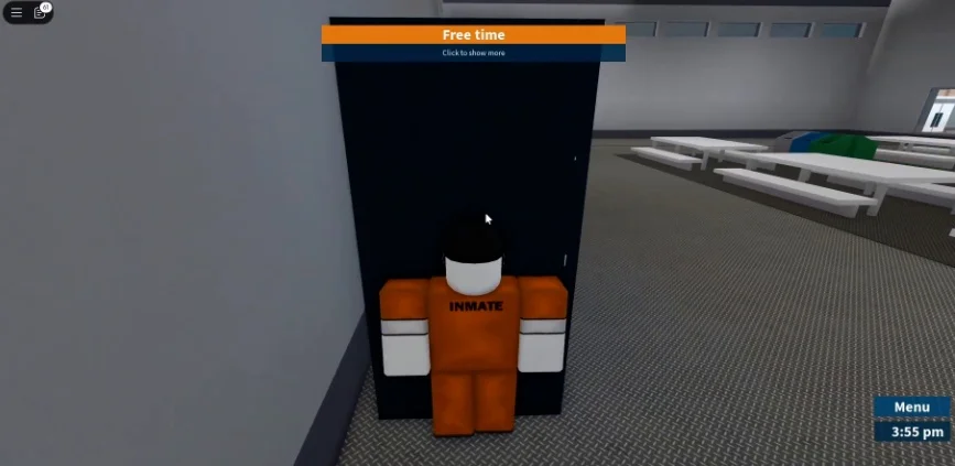 Player standing against a wall near vending machines