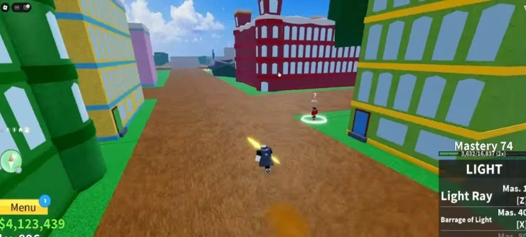 Player fishing from a dock using a fishing rod