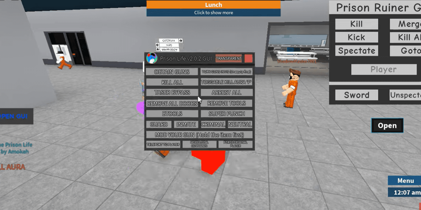 Prison life hack menu GUI