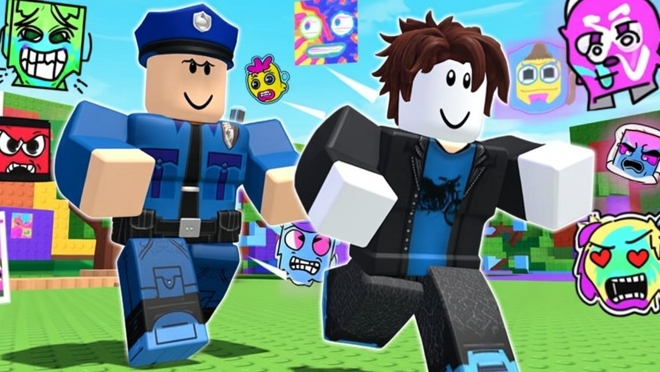 roblox character sprinting away from a police NPC