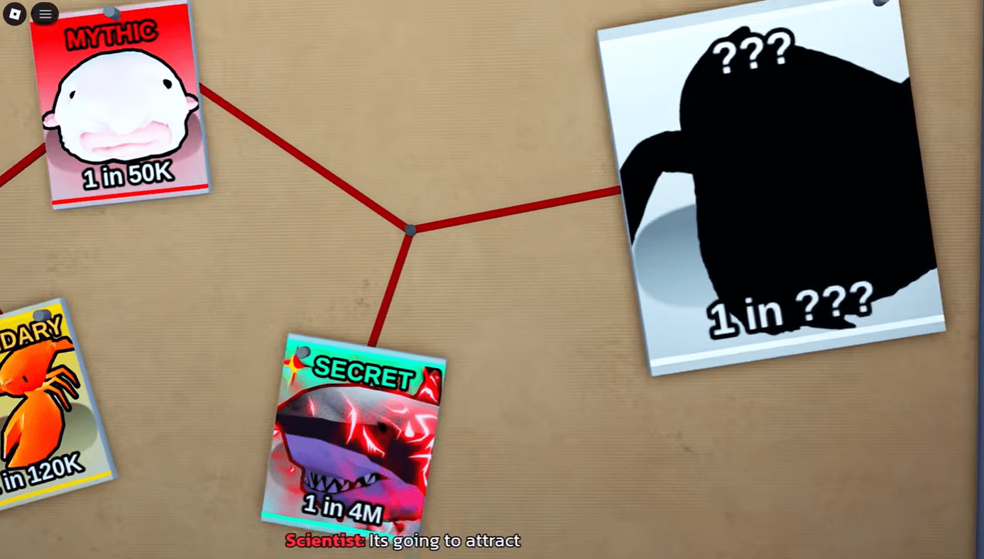 The silhouette of the Secret Secret fish on the Scientist’s board