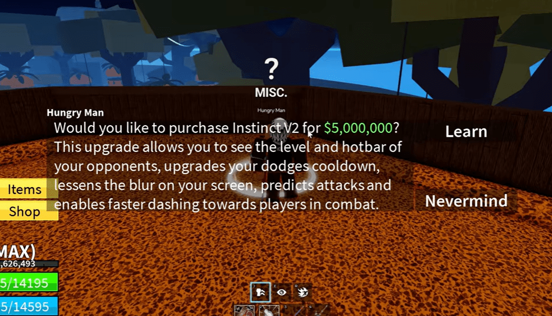 The final interaction with the Hungry Man showing the $5,000,000 purchase button