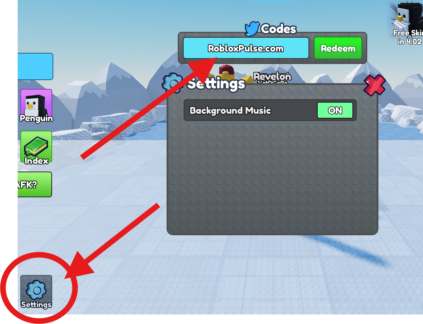 location of code redeem input