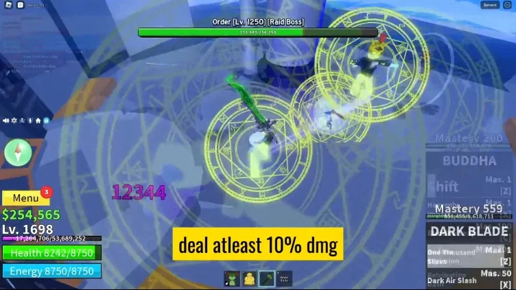 Player fighting the boss Order in the lab raid.