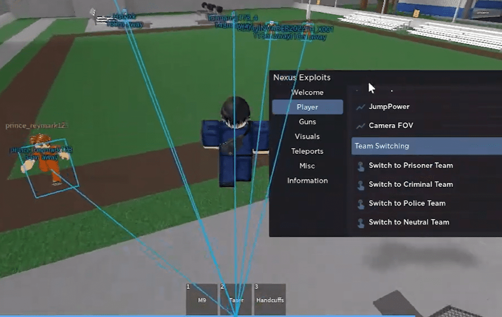 Hacks, Exploit menu in prison life