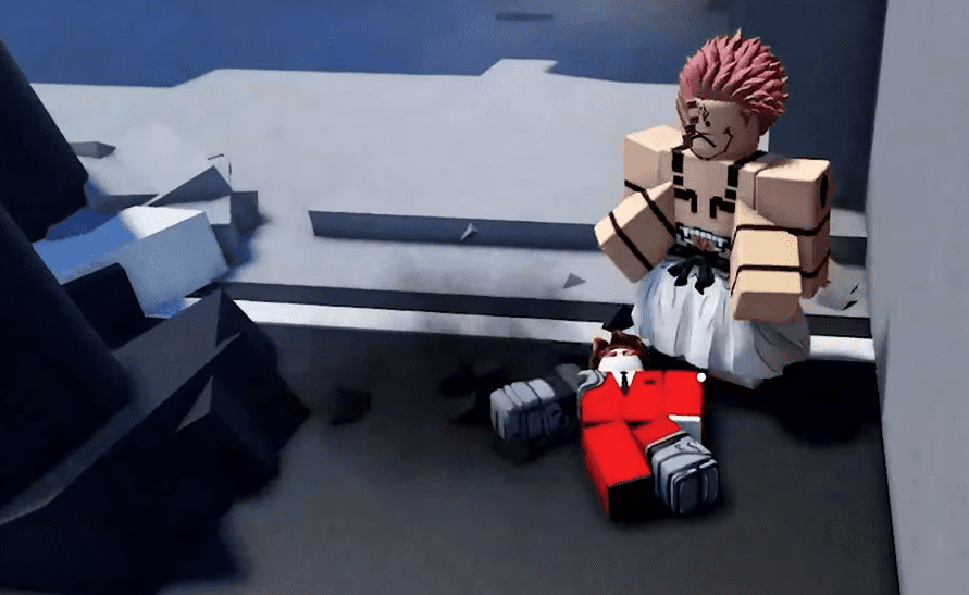 Player battling the Manikin boss in Jump Showdown.