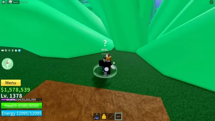 The player interacting with the Alchemist NPC to start the race v2 quest.