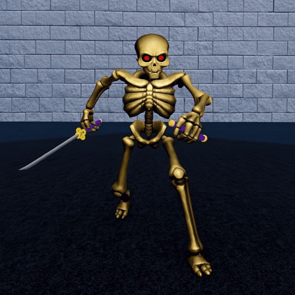 The Cursed Skeleton Boss wielding dual katanas in the final boss room