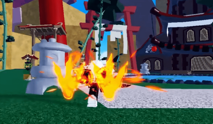 A player character showcasing the Dragon Talon fighting style moves with fire effects