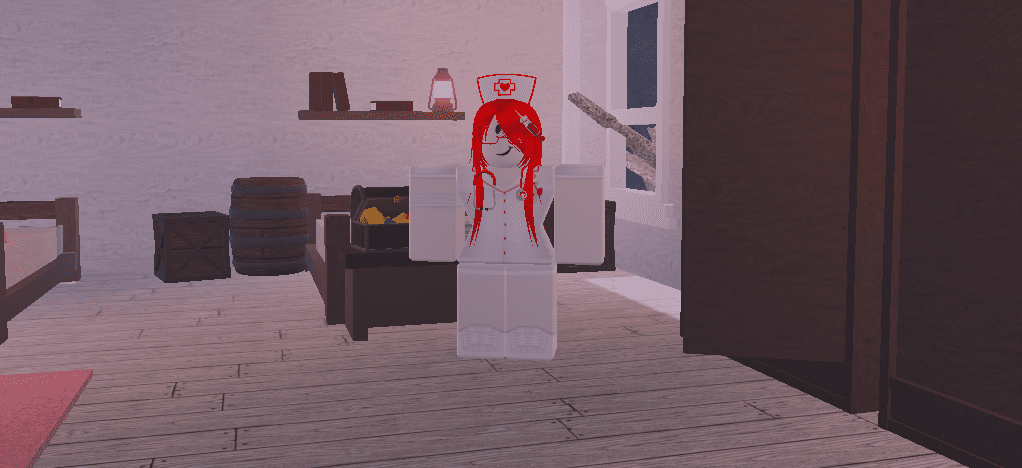 Nurse May inside the pink house in Moosewood Village