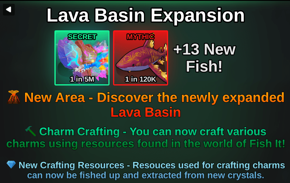 In-game update log UI