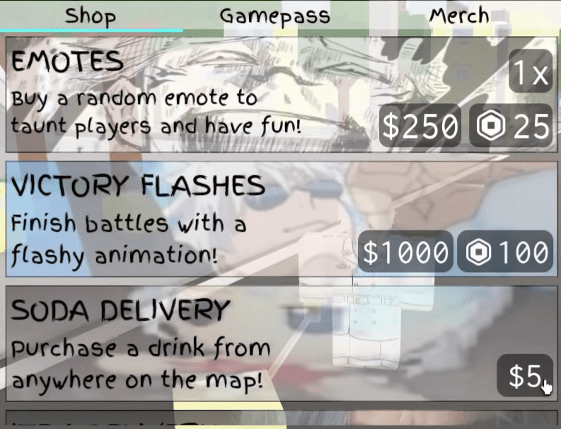 The in-game shop menu showing the 'Soda Delivery' item for $5