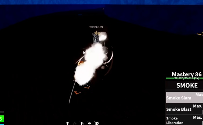 The player using the Smoke fruit.