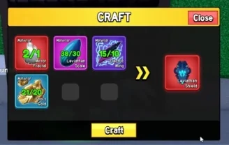 Crafting menu displaying the required materials for the Leviathan Shield.