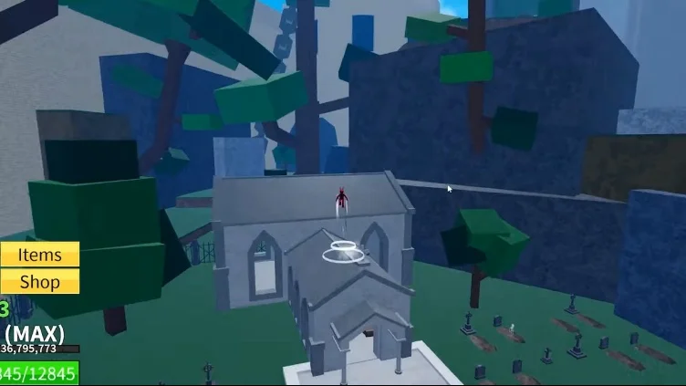 The path leading to the hidden room in the Haunted Castle