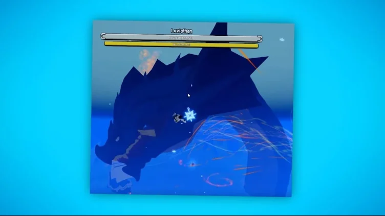 A dark blue Leviathan boss emerging from the sea in Blox Fruits.