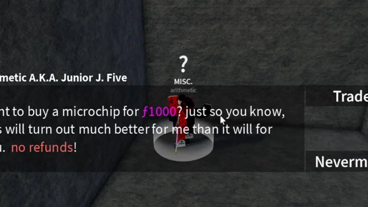 Shop UI showing the prompt to buy a microchip for 1000 fragments.