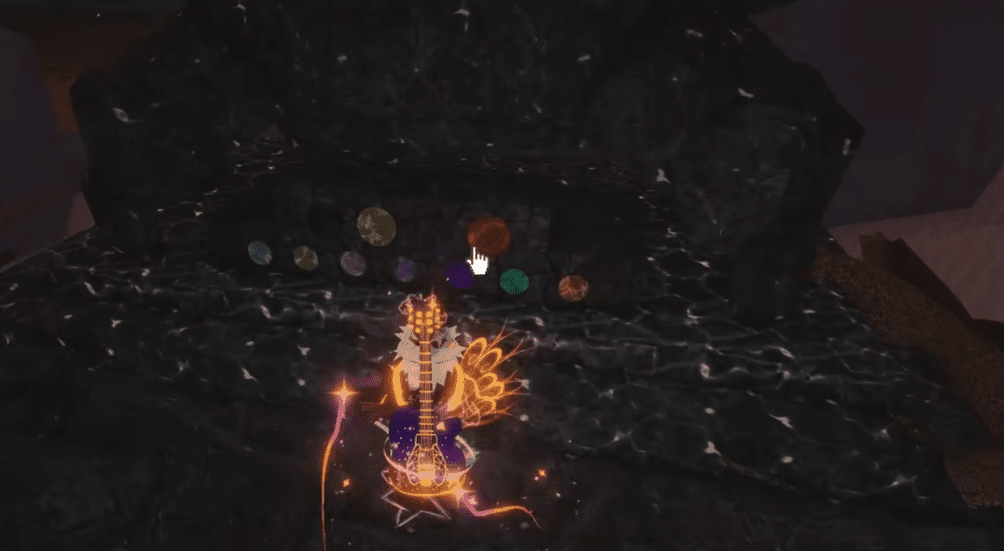 Close up of the Crag-Crab Altar showing the five pearl slots