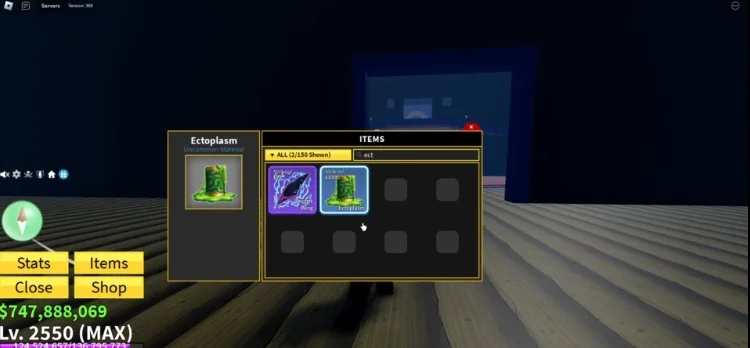 Player checking their inventory for Ectoplasm