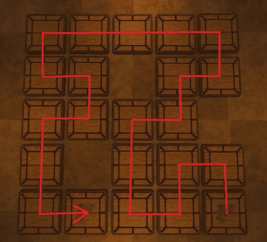 Diagram solution for the third temple puzzle