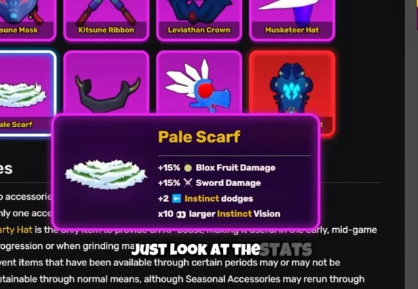 Pale Scarf stats panel.