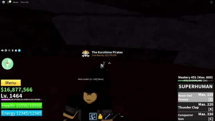 Player battling Mob Leader on Jean Luc Island