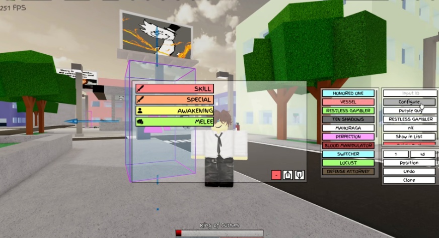 Character skill configuration panel in Jujutsu Shenanigans.