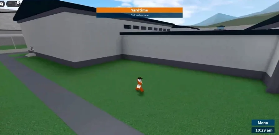 Player standing outside the prison fence after a successful glitch
