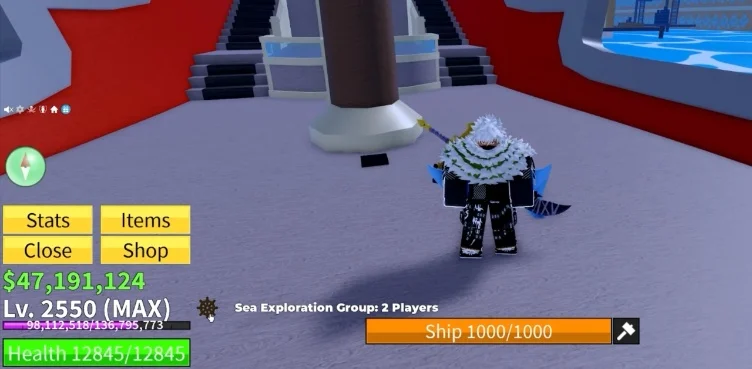 The player character with a steering wheel icon indicating the Sea Exploration Group.