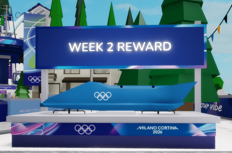 The Week 2 reward stand showing the Bobsled model ready for pick-up