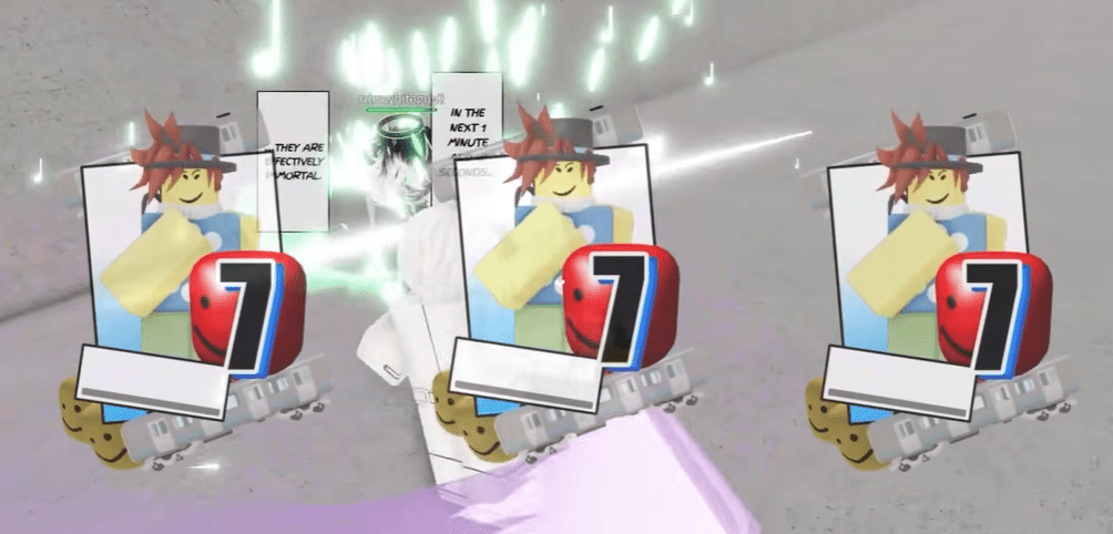 The player character glowing with green energy after hitting a jackpot