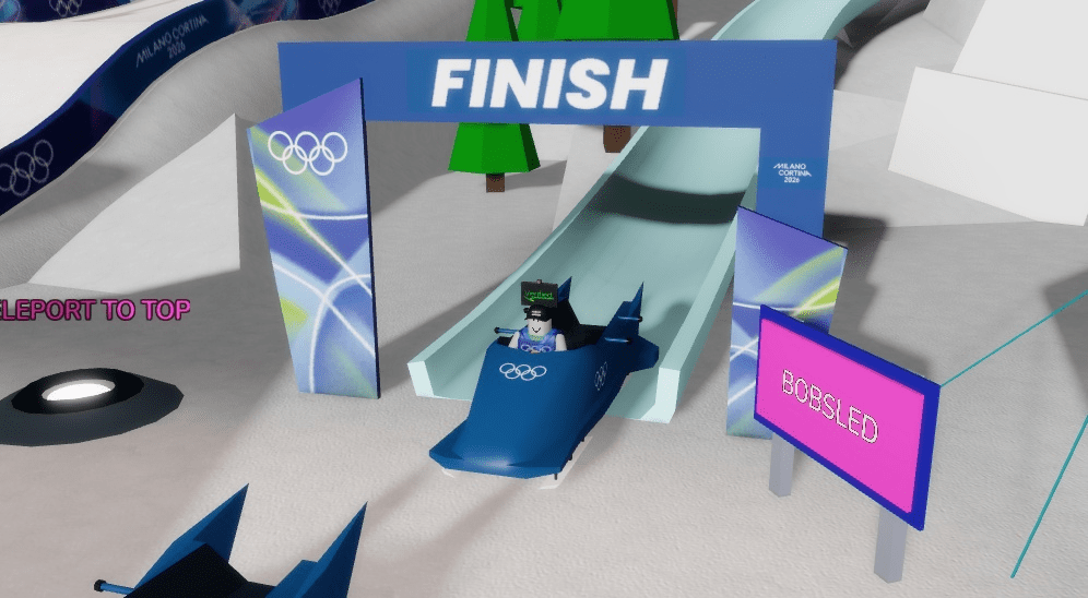 Crossing the finish line with the bobsled