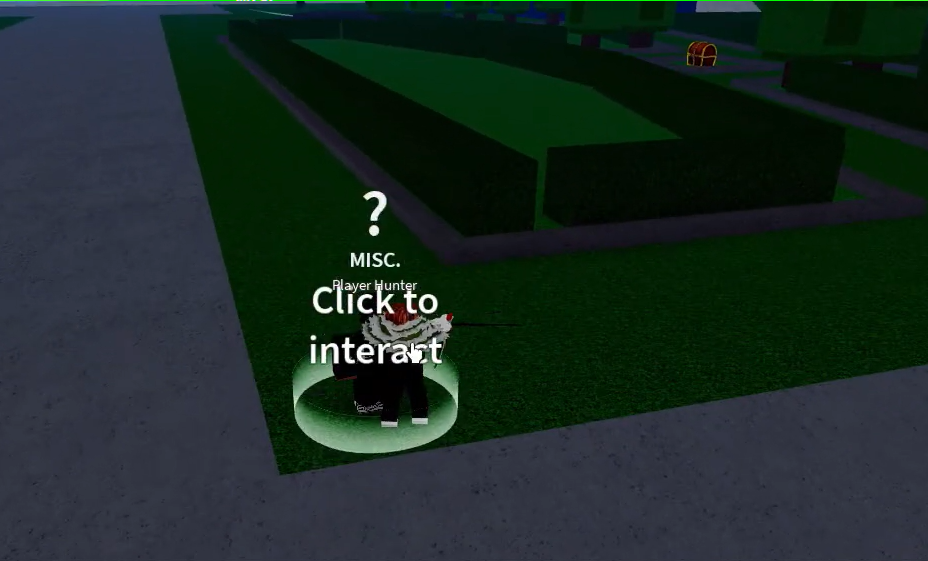 Roblox player standing in front of the Player Hunter NPC