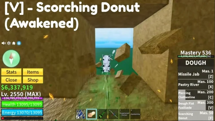 Awakened Dough fruit [F] move Scorching Donut.