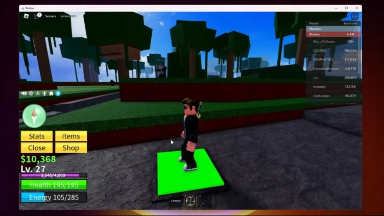 Player stepping on a green button on a tree trunk