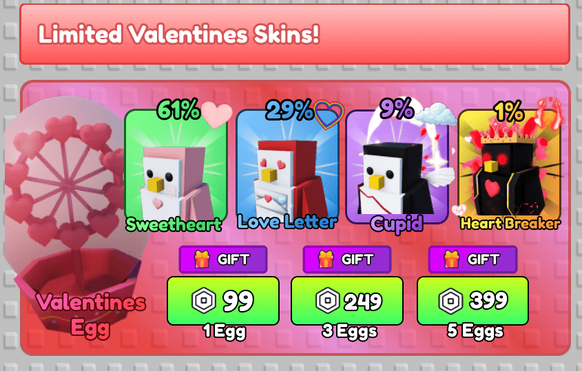 The Shop UI highlighting the Valentines Egg and the Napguin Bundle
